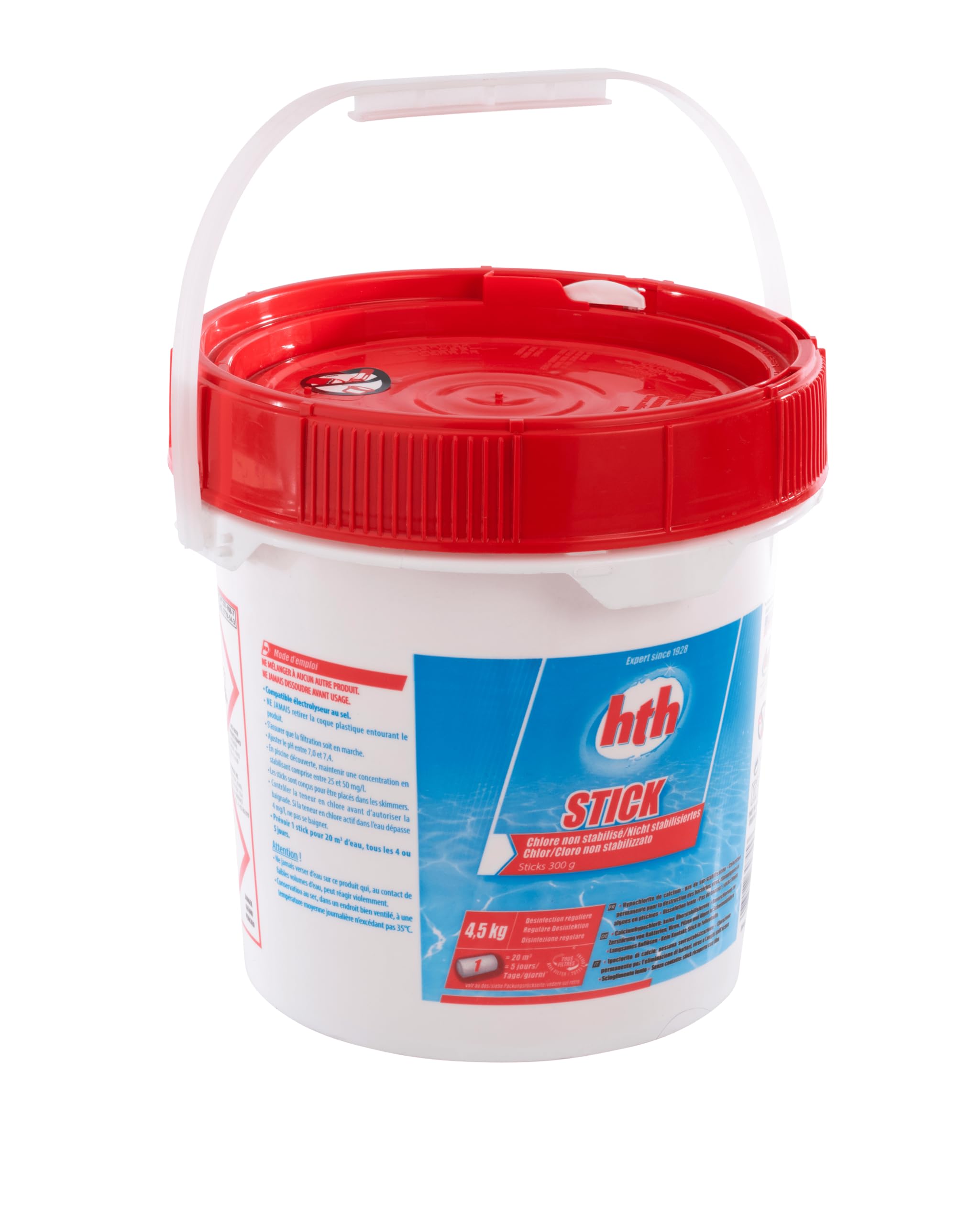 HTH - Stick- Hypopchlorite - Chlore 300 gr - Pot de 4,5 Kg