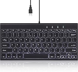 Perixx PERIBOARD-429 US Wired Mini Backlit Keyboard - Thin and Silent Scissor Keys - White Backlight Color - US English