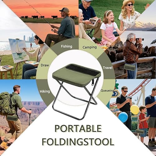 Miniatura 5 de Taburete plegable portátil tipo mochila, bolsa plegable de viaje, mini silla de fácil transporte al aire libre, sillas de bolsillo para picnic,