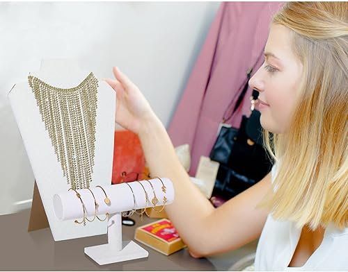 Miniatura 5 de MTLEE Juego de 12 soportes para exhibiciones de joyería, incluyendo soporte de exhibición de pulsera en T, soporte de exhibición de collares,