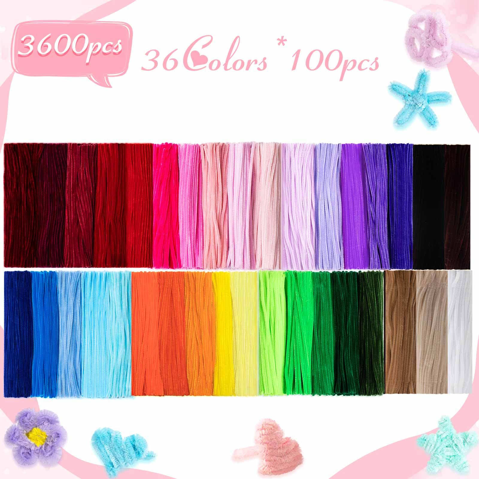 Peryiter Pfeifenreiniger, flauschige Chenille-Stiele mit 50 Blumenstielen, 4 Klebeband und 350 Staubblättern für Bastelprojekte, kreative Geschenkverpackungen, Party-Dekorationen, 3600 Stück, 3600