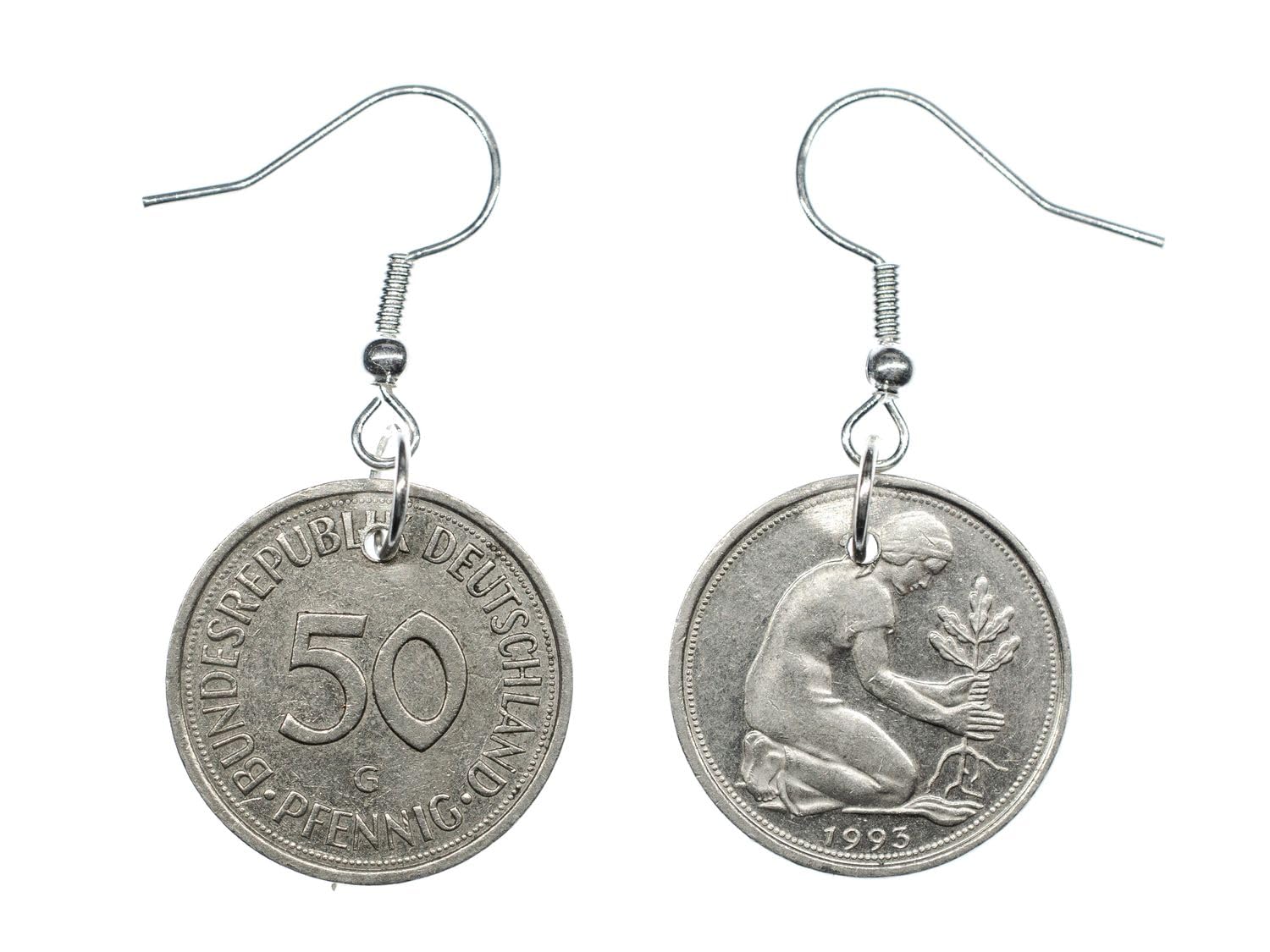 Miniblings 5 Pfennig orecchini moneta BRD Mark denaro marco fortunato centesimo fortuna - Gioielli fatto a mano placcati I Orecchini