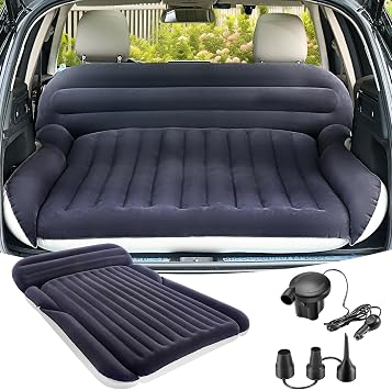 KMZ SUV Air Mattress with 2 Pillows Thickened and Flocked Car Bed