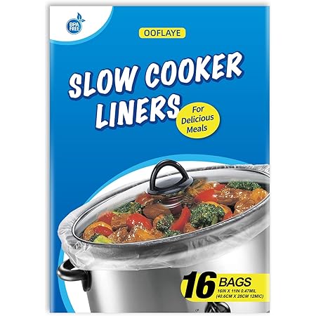 16 Counts Slow Cooker Liners Small Size(11 x 16 Inch) Kitchen Disposable Cooking Bags Fits 1 to 3 Quarts Safe for Oval or Round Pot (16)