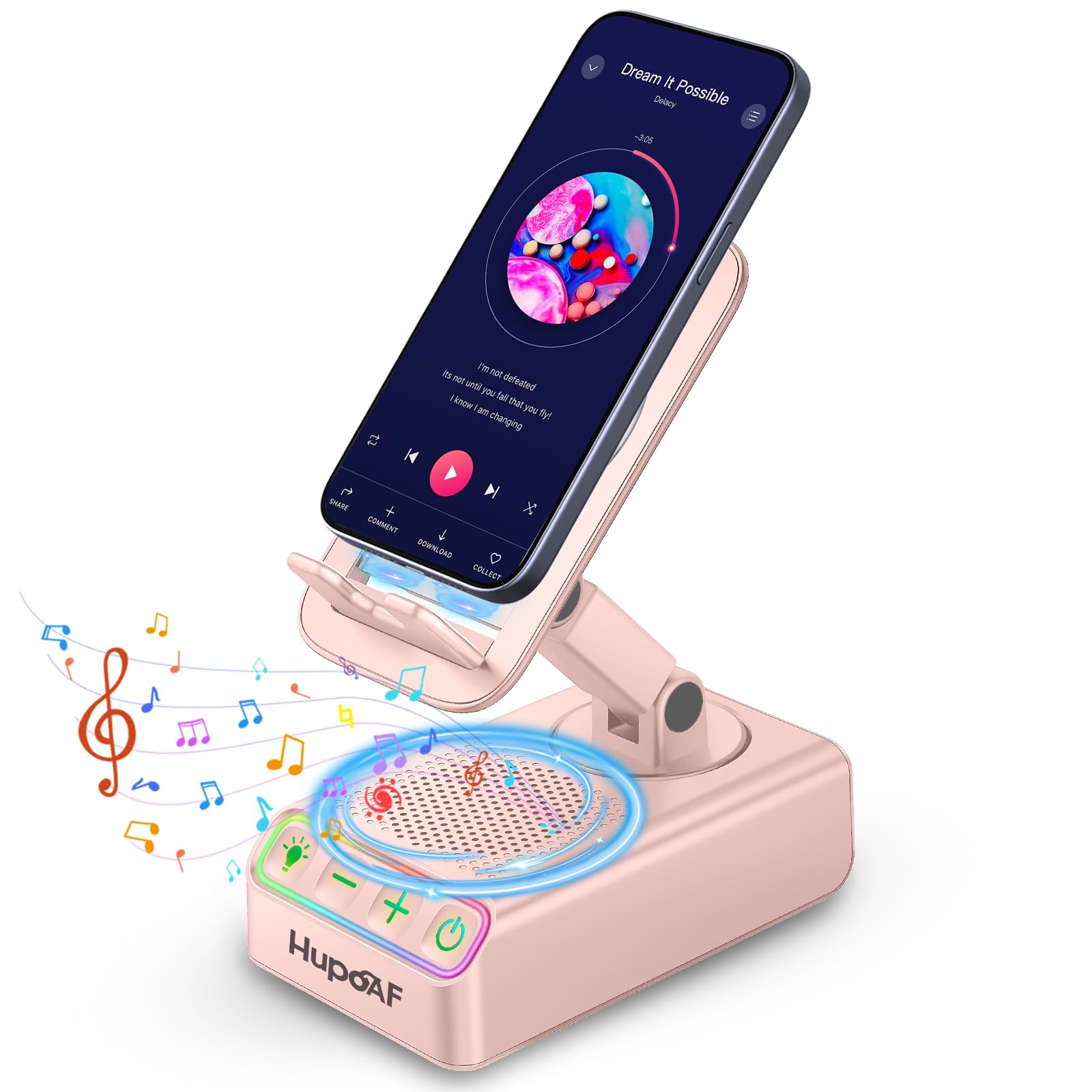Hupoaf Adjustable Cell Phone Stand with Wireless Induction Bluetooth Speaker, HD Surround Sound for Home and Outdoors, Compatible with iPhone/Samsung Galaxy, 2026 Birthday Gifts for Men Women Dad Mom — view 10