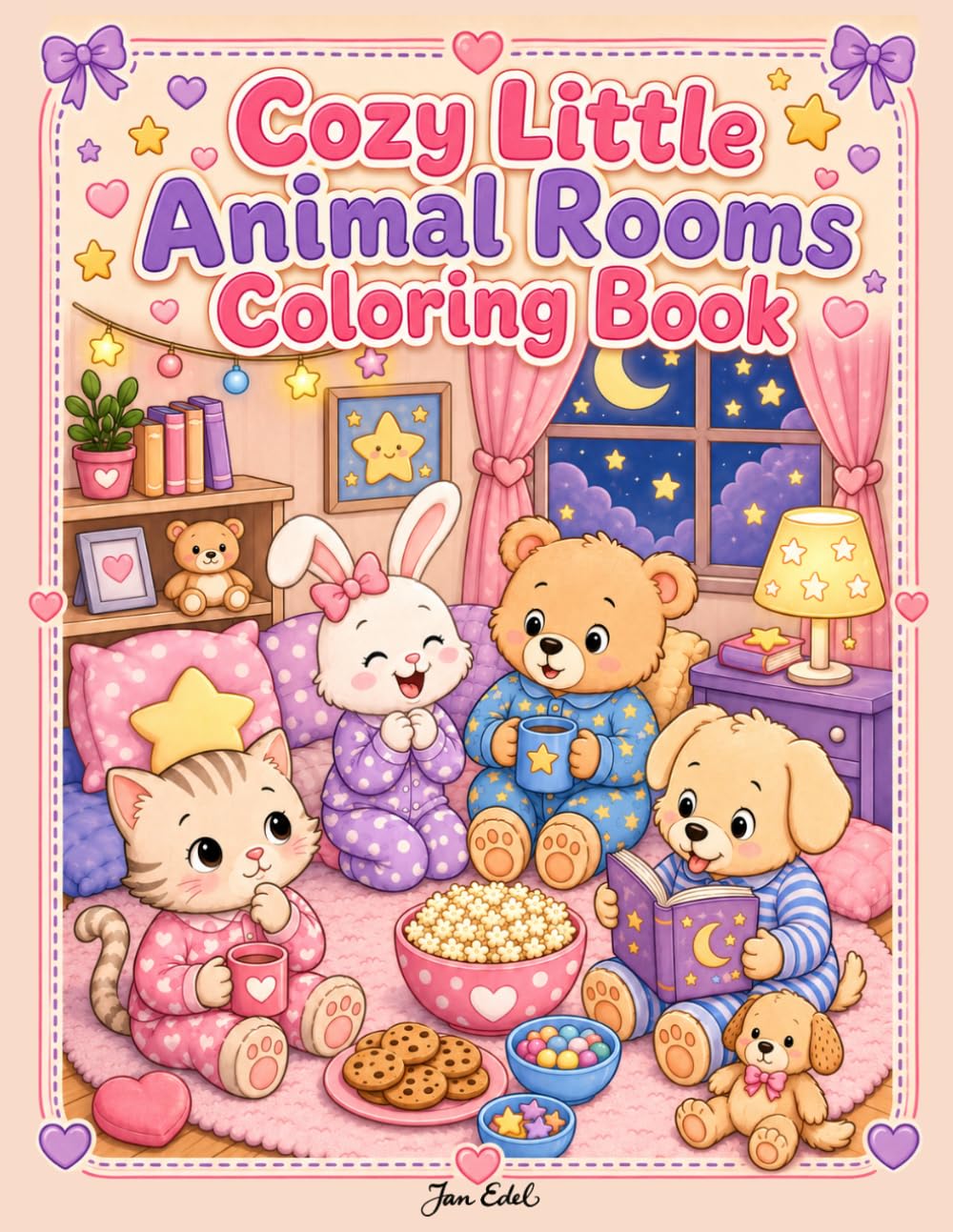 Cozy Little Animal Rooms Coloring Book: 50 Bold and Easy Coloring Pages for Adults and Teens, Cute Animals, Cozy Corners, and Stress Relief