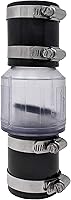 PumpSpy CV-150 Silent Check Valve 1-1/2" Sump Pump - Spring-Loaded Flapper, Clear Body, Quiet No Hammer, Extends Pump Life w/ Clamps