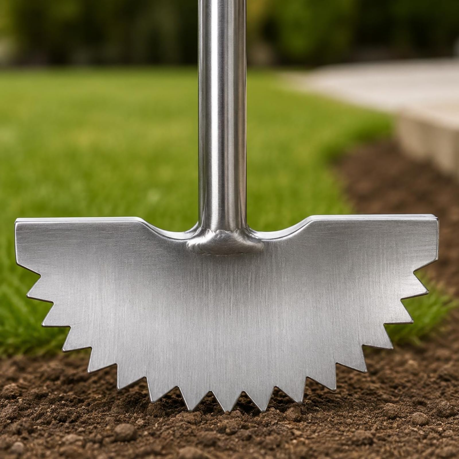 Coupe-Bordures de Pelouse Manuel Bordure Cultivateur de Outil de Jardin Tige Métallique Inoxydable et Tête Dentée pour