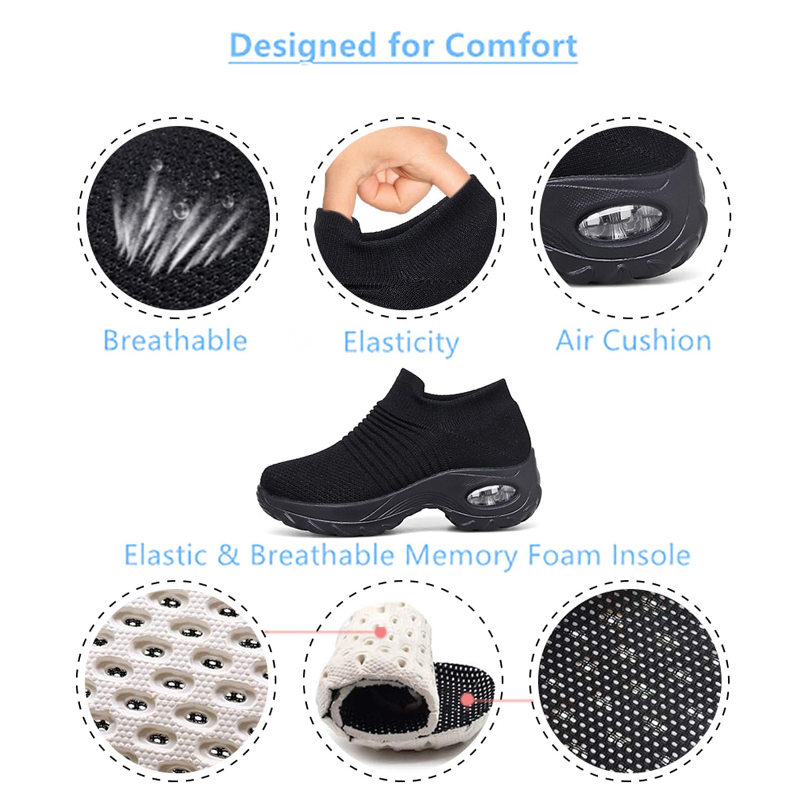 Hitmars Scarpe Ginnastica Donna Sneakers Running Camminata Corsa Basse Tennis Air Traspiranti Sportive Gym Fitness Casual Comode Nero Blu Rosa Cachi Bianca Taglia 35-44