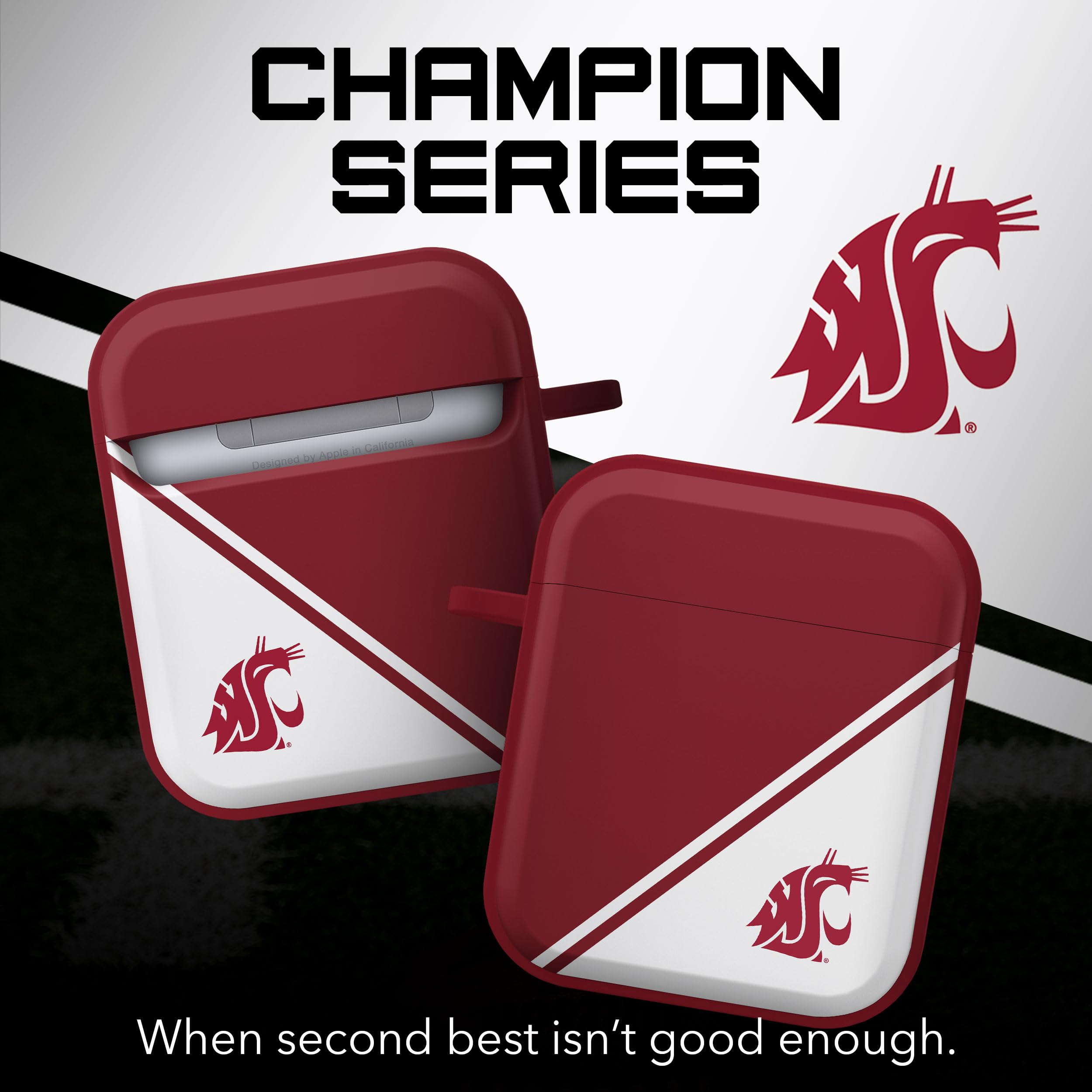 Affinity Bands Washington State Cougars Champion Series HDX Case Cover Compatible with Apple AirPods Generations 1 & 2
