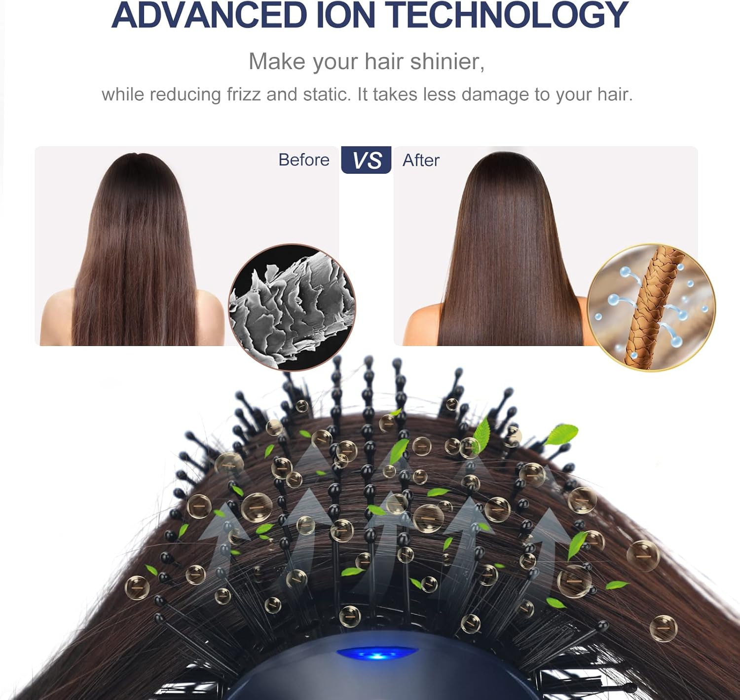 One Step Hair Dryer & Volumizing Brush, Aima Beauty Hair Styling Tool - Ceramic Straightener, Curler, Hot Air Styler & Ionic Salon Brush, Prussian Blue