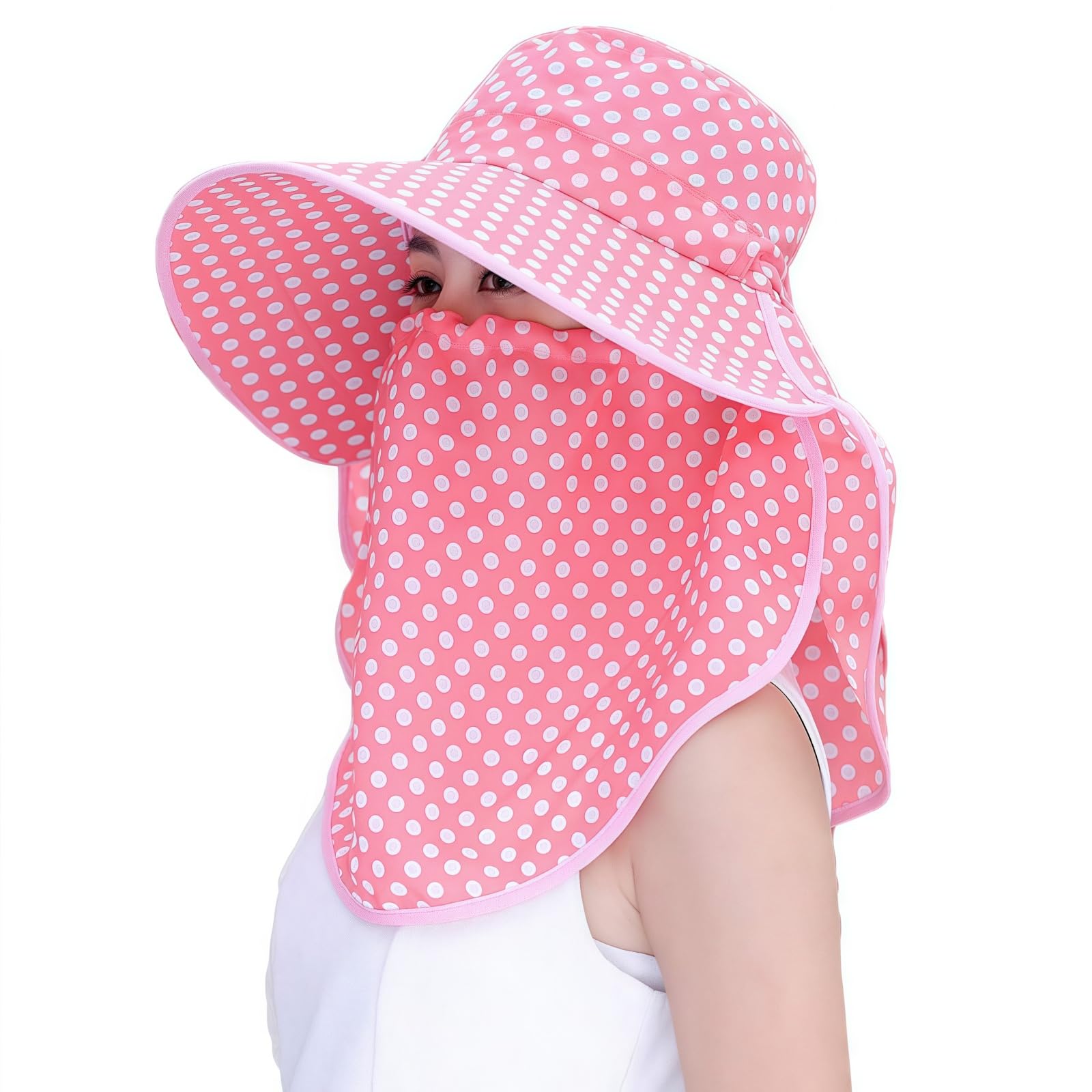 Ulalaza Women's Lj-02Pink Tobe-U Upf+50 Sun Visor Detachable Flap Hat Foldable Wide Brimmed Uv Protection Hat (Lj-02Pink)