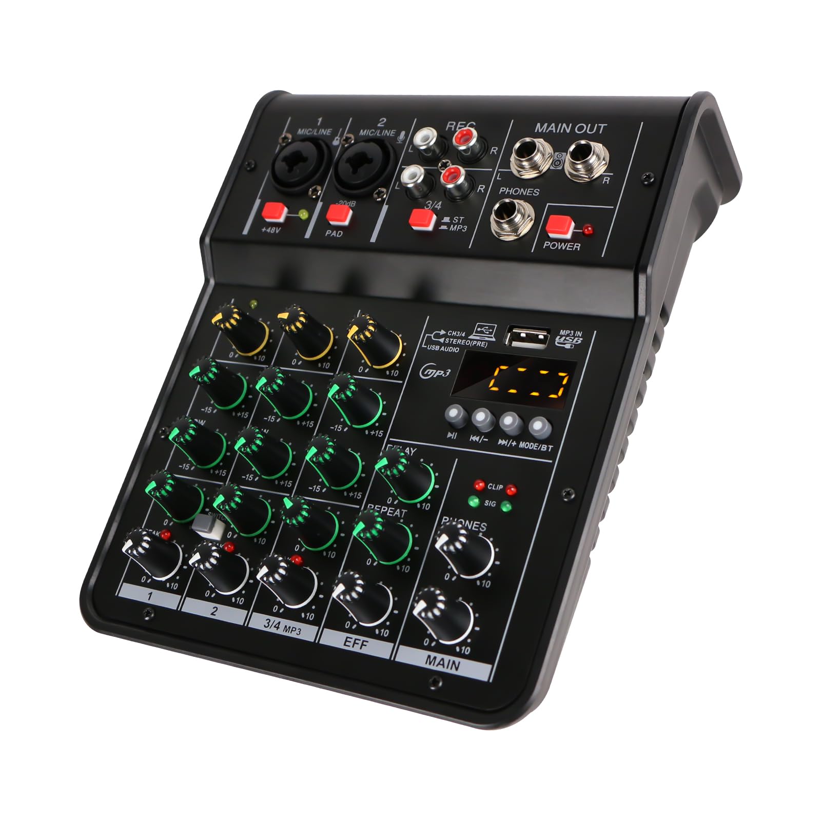 Console de mixage audio M4 canaux 48 V pour studio karaoké portable