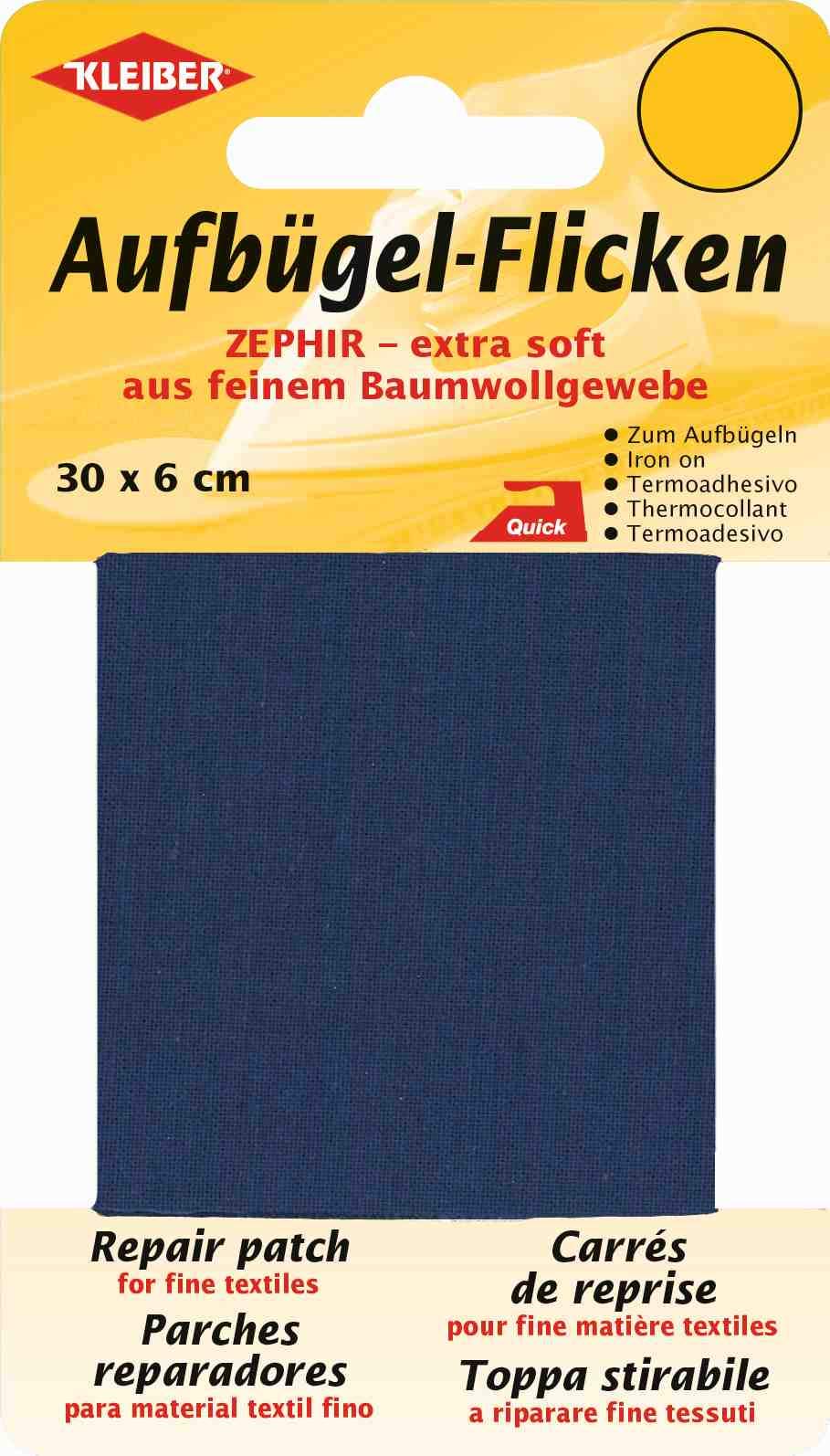 Kleiber 30 x 6 cm Extra Soft Fine Cotton Iron-On Repair Tape, Dark Blue