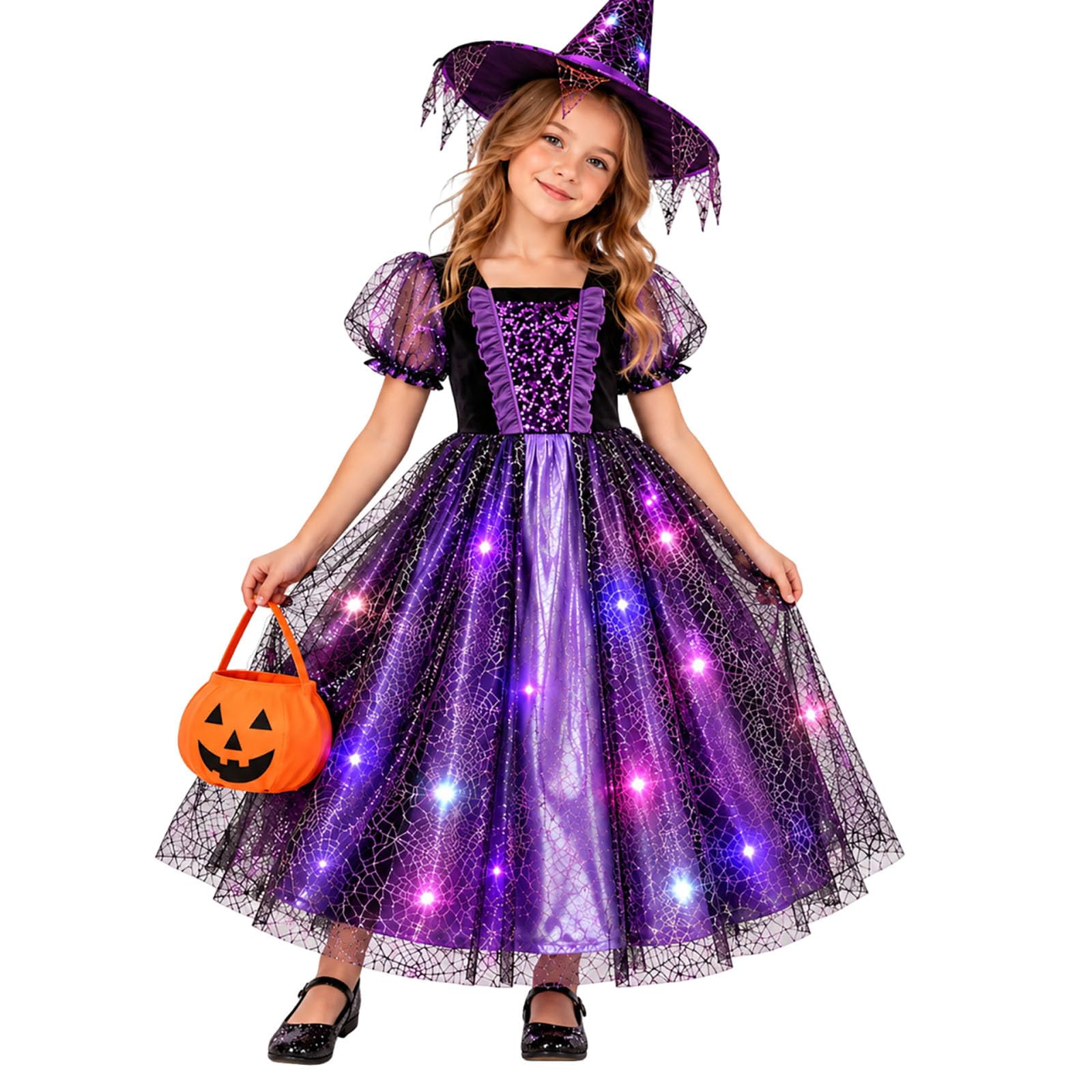 Halloween Costumes For Kids Witch Costume Kids Light up Cosplay Costume Set