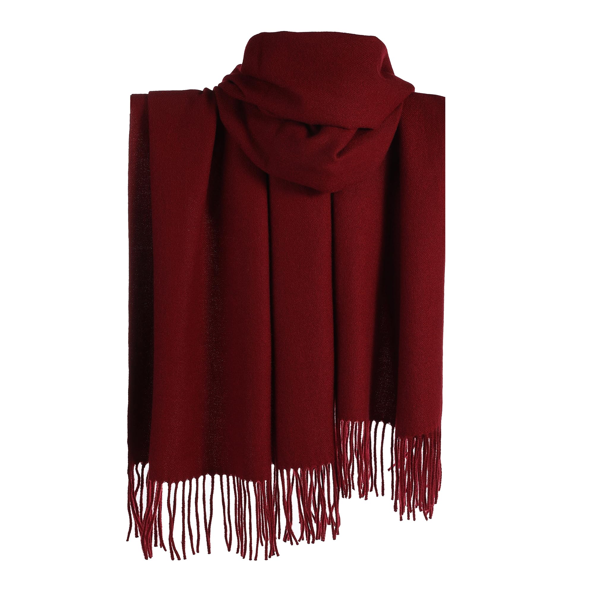 London Scarfs Women's Thick Cashmere Burgundy Cashmere Scarf Pashmina Shawls And Wraps For Warm Winter More Thicker Soft Scarves (Burgundy)