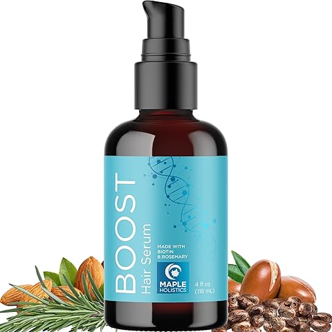 Biotin Hair Growth Serum - Rosemary Hair Thickening Serum with Peppermint Caffeine and Black Castor Oil for Hair Growth - Volumizing Hair Serum for Hair Growth for Men & Women - Vegan & Cruelty Free