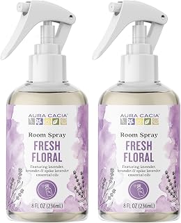 Aura Cacia Fresh Floral Room Spray 8 Fl. oz. - Light Aroma, No Synthetic Fragrances (Pack of 2)