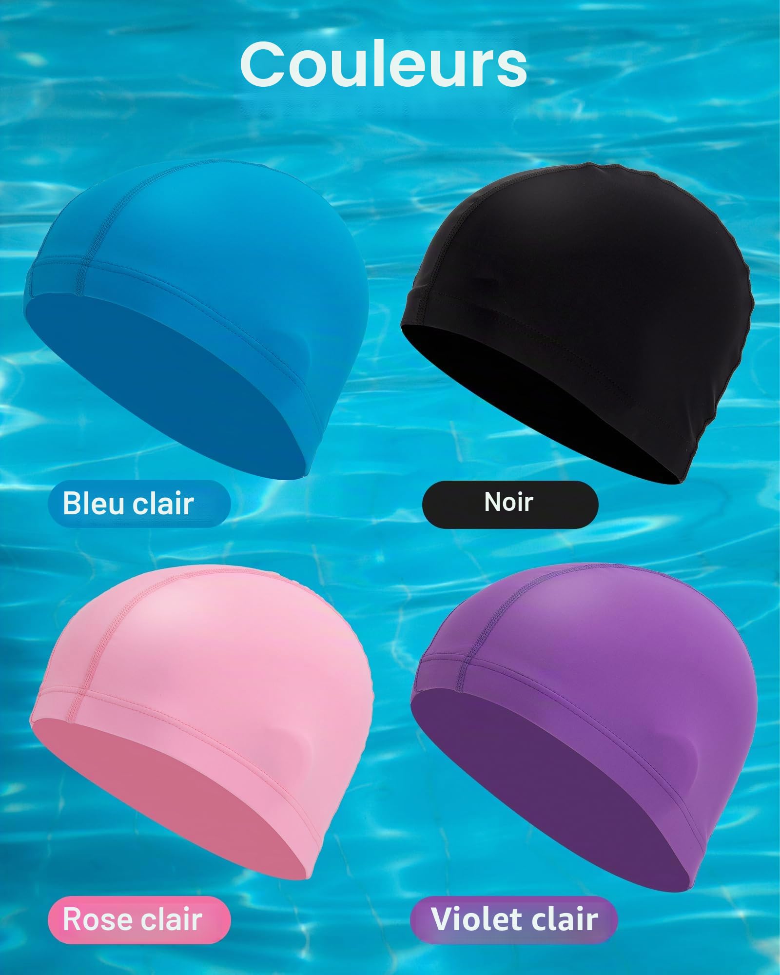 Bonnet de Bain Enfant Tissu (4-10 Ans) : Confortable, Élastique et Durable pour Les Jeunes Nageurs