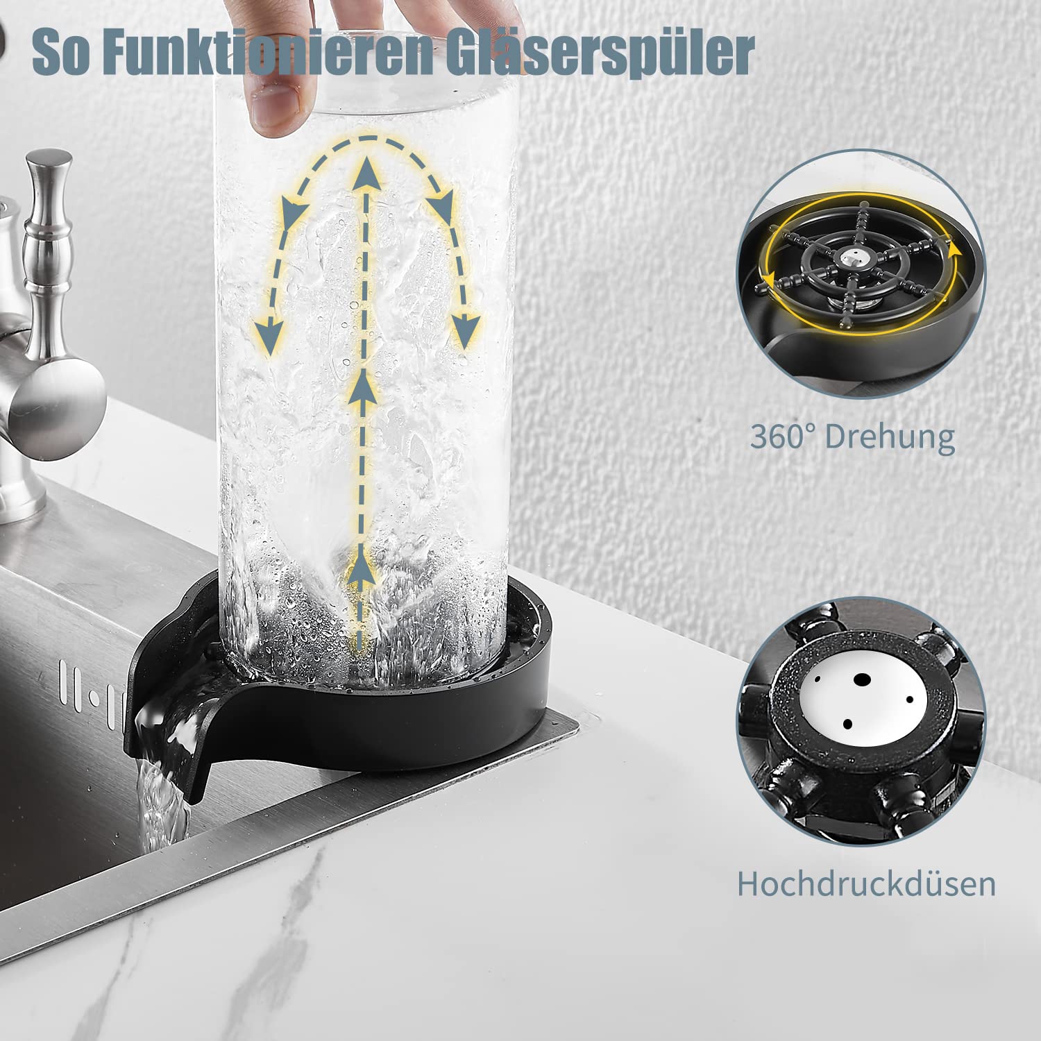 Lavastoviglie Per Bicchieri Da Bar - Lavello Acciaio Inox, Getto Ad Alta Pressione Per Hotel E Casa - Foto 6