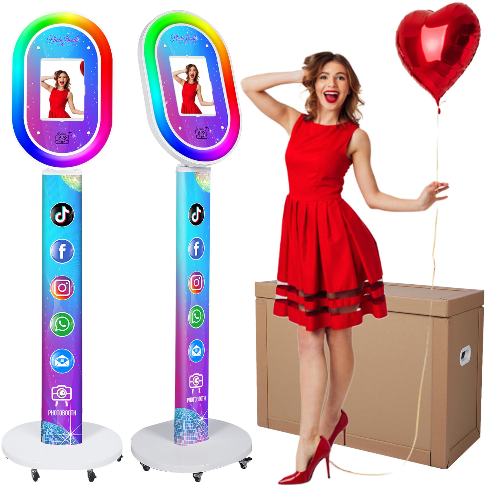 Photo 1 of RDYMONKEY Photo Booth for Any Ipad iPad Stand Shell with Free Custom Logo Remote Control RGB Beauty Ring Lights Portable Photobooth Machine and Honeycomb Box for Parties Wedding Events Rental