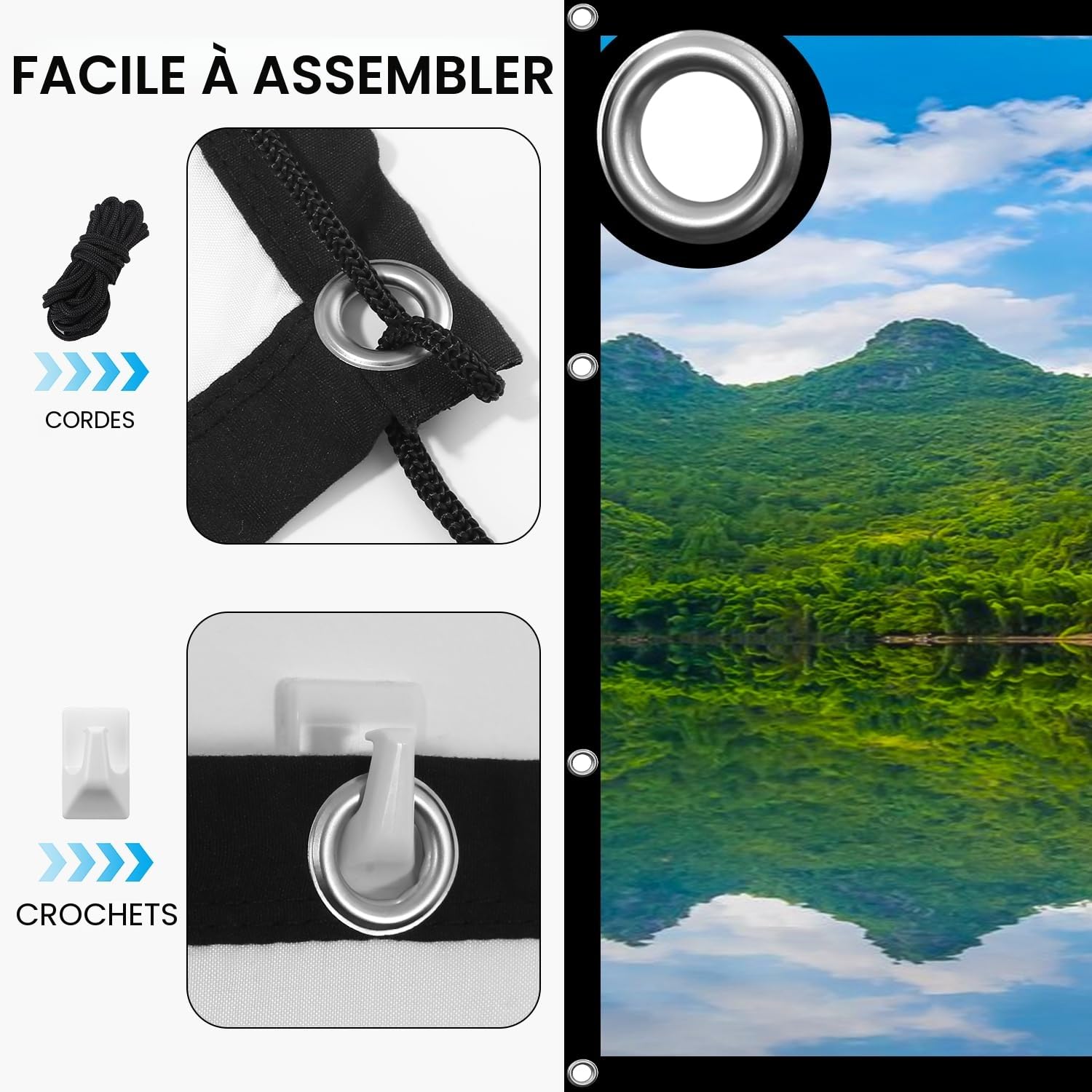 100" Écran de Projection,16: 9 4K HD, Portable Pliable Extérieur pour Vidéoprojecteurs Écran 88" x 48" (221 x 125 cm), pour Cinéma Maison, Commercial, Fête, Bureaux, Nuit de Cinéma