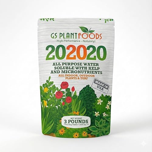 GS Plant Foods 20-20-20 Fertilizante para plantas soluble en agua multiusos con algas y micronutrientes (3 libras) – Adecuado para todas las