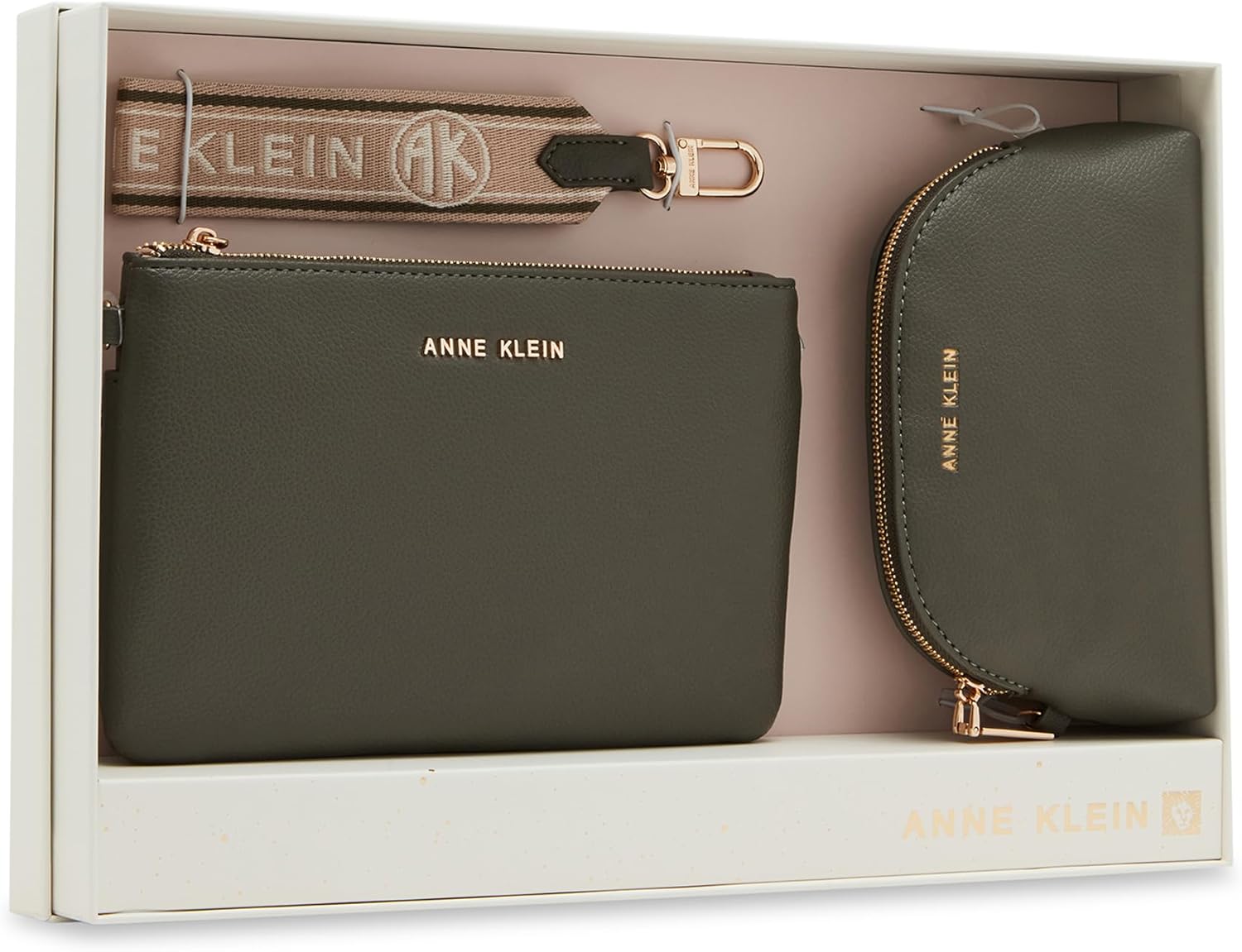 Anne Klein AK 3 piece pouch gift set with web detailing