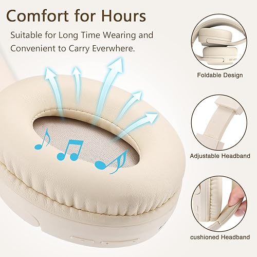 Miniatura 2 de SN-A2 - Auriculares inalámbricos Bluetooth con micrófono, auriculares ligeros en la oreja, graves profundos, Bluetooth 5.3, tiempo de reproducción