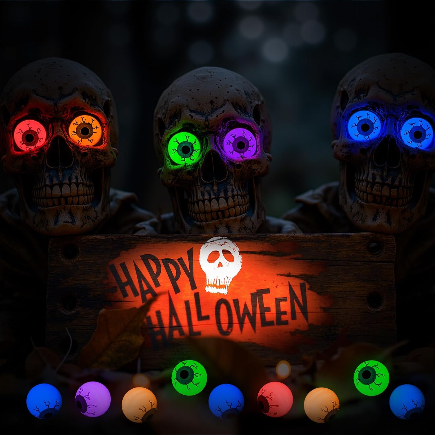 Simgoing 100 Pcs Glow in Dark Halloween Eyeballs Figures Plastic Fake Scary Eyeballs Figurines to Hide and Seek Luminous Statue for Halloween Goodie Bag Fillers Horror Prop Trick or Treat Party Decor