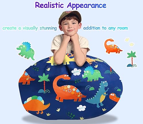 Miniatura 3 de Dafftos Puf de almacenamiento para habitación de niños pequeños, organizador de puf gigante, gran juguete de felpa, alternativo, lavable, funda