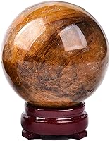 Vista 26 de AMOYSTONE Bola de aventurina azul Natural Cuarzo Cuarzo Cristal Esfera Piedra Bola con Base de Madera