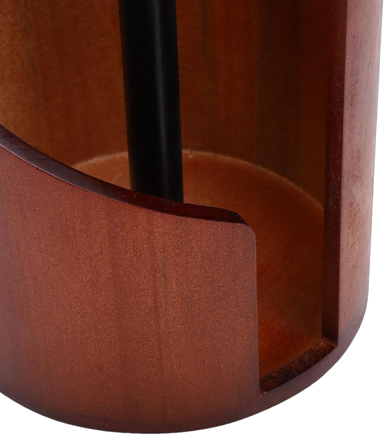 Wooden Paper Towel Holder, Decorative Freestanding Paper Towel Dispenser Stand with Heavy Wood Base & Black Iron Bracket for Kitchen and Bathroom