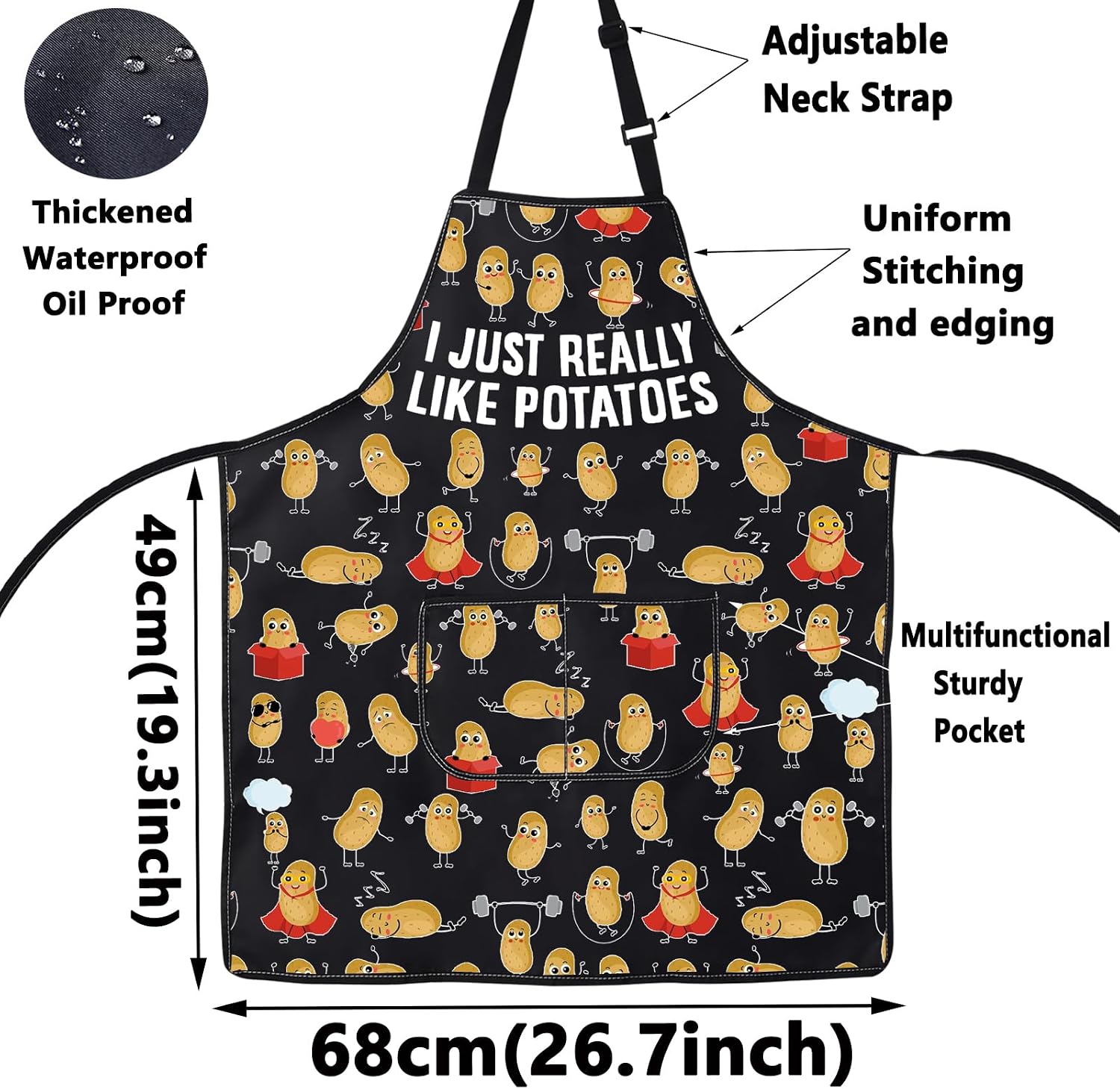 WZMPA Funny Potato Cooking Apron Potato Food Lover Gift I Just Really Like Potatoes Adjustable Apron Potatoes Merch image 2
