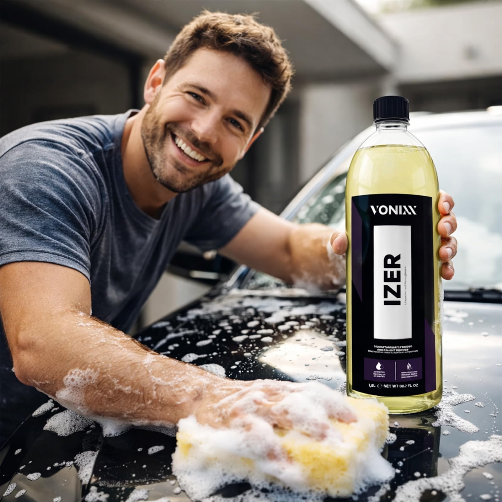 Vonixx Izer Descontaminante ferrico | Limpeza de jantes, Pintura e Motor, fórmula pH Neutro e sem ácido - Elimina óxido, pó de travões e partículas metálicas (1,5L)