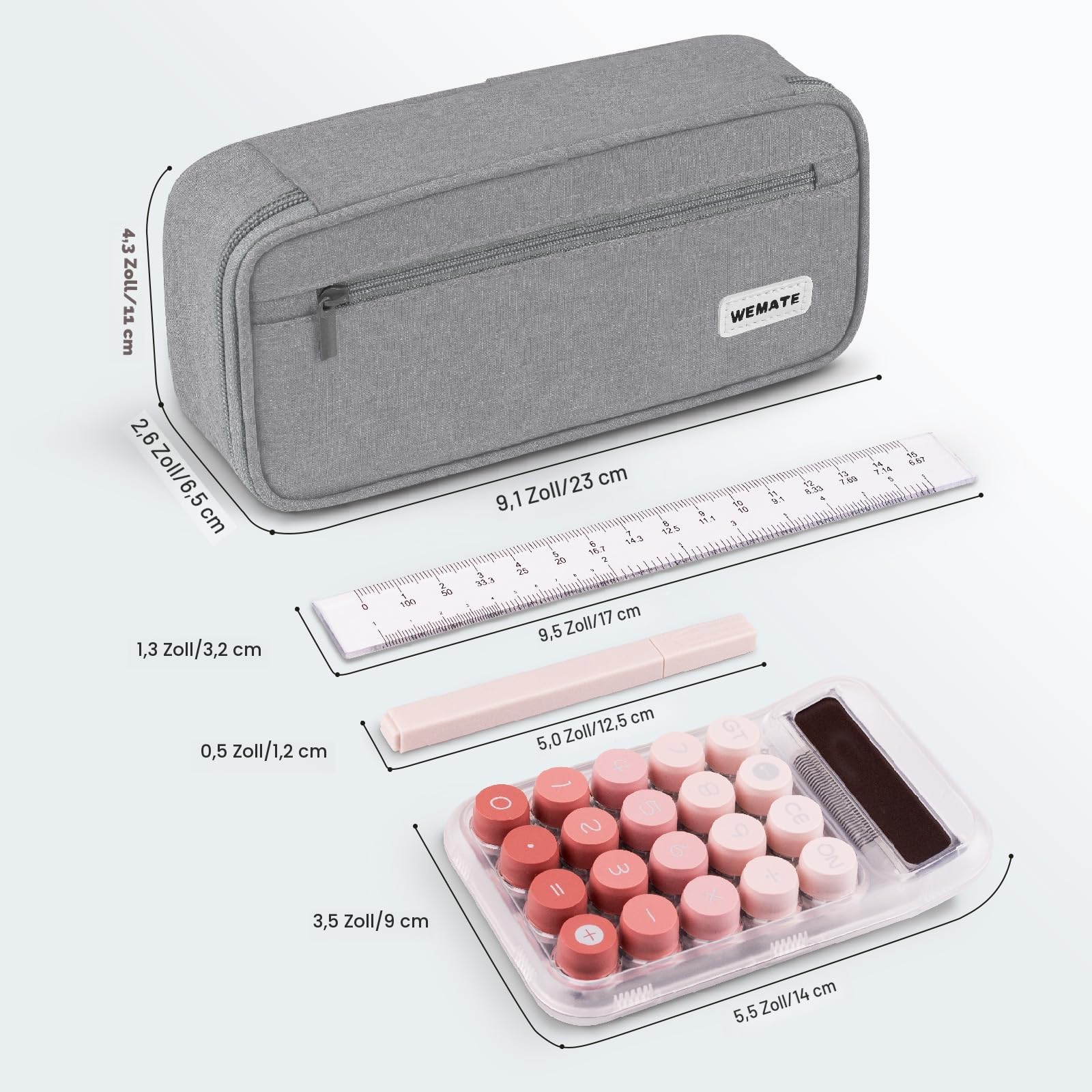 WEMATE Large Pencil Case, Foldable Pencil Pouch with Zipper Compartments & Handle, Aesthetic Pencil Case for Adults, Pencil Bag Pen Case for Office