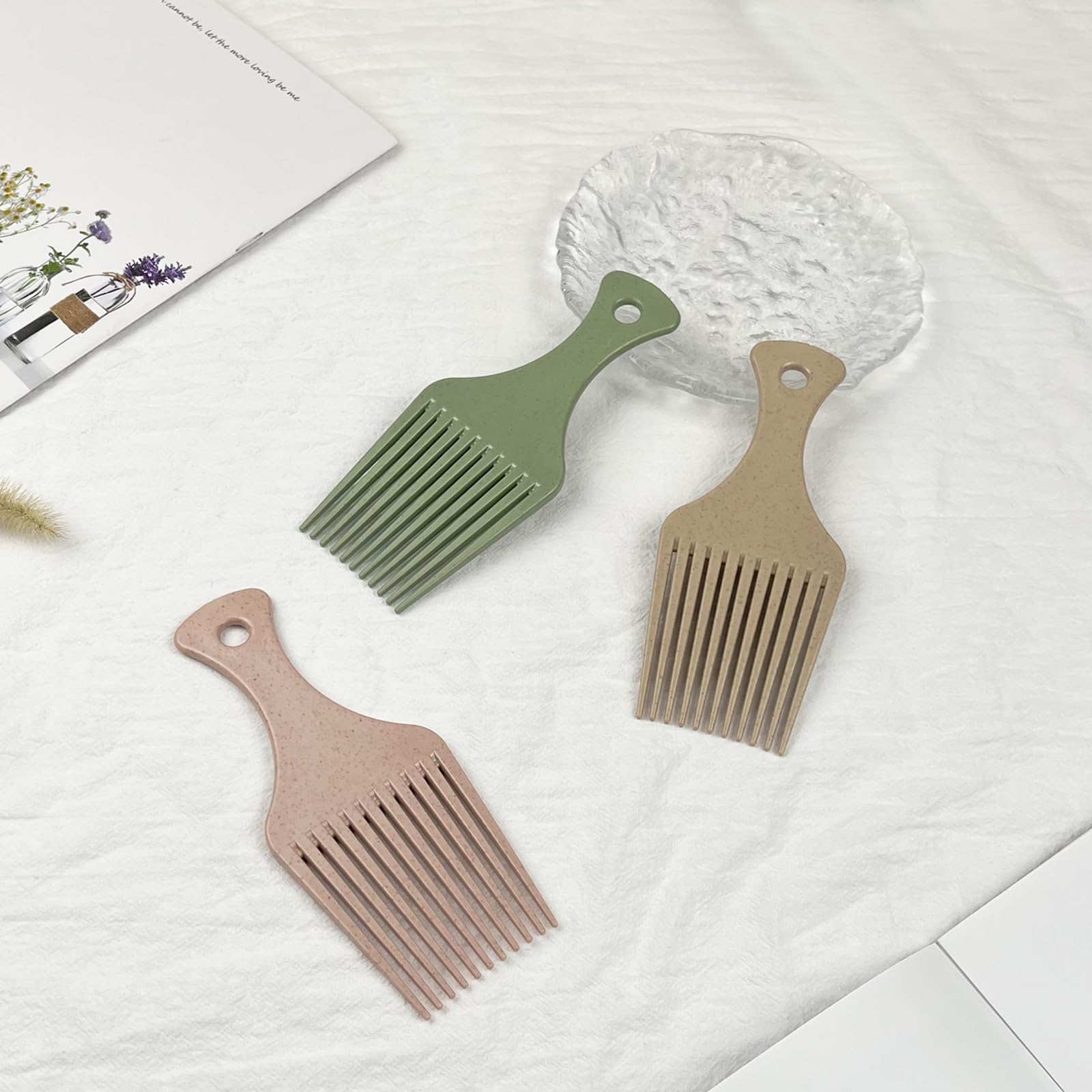3 Stück Uni Afro-Haarkamm zum Entwirren und Stylen, 16,2 cm breiter Zahnkamm