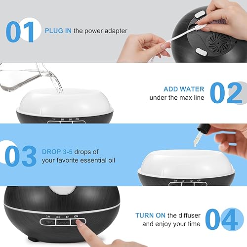 Miniatura 8 de Difusor de aceite esencial de 16.9 fl oz, difusor de aromaterapia con control remoto, difusores de aire multifuncionales para sala de oficina en