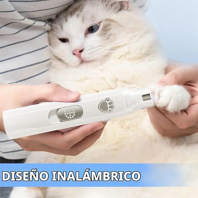 Foto 7 de 7 de Lima de uñas para mascotas eléctrica,Cortauñas recargable con luz LED