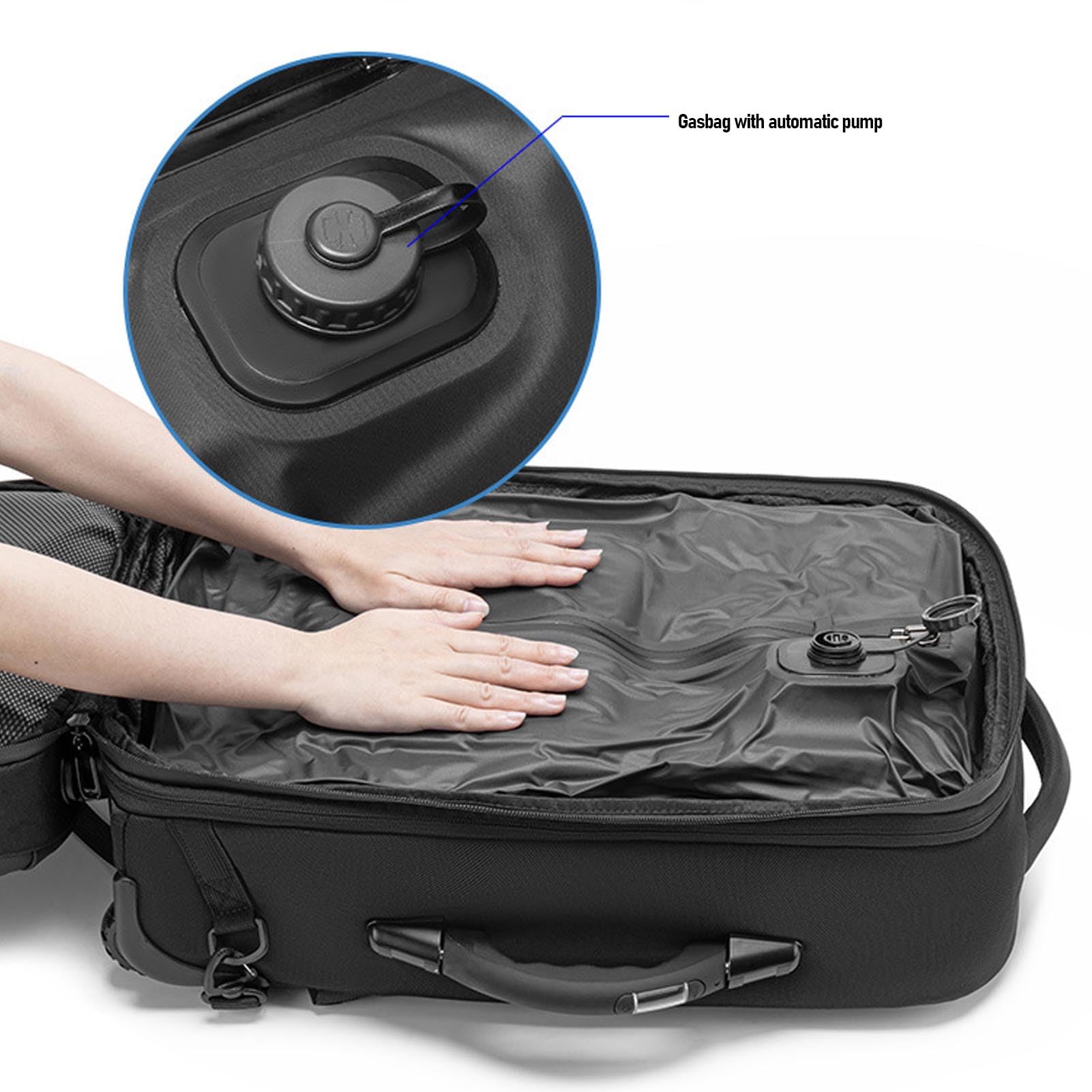 SIXRUN Sac à Dos de Compression Sous Vide de Grande capacité, avec Pompe Rechargeable et Serrure TSA pour L'organisation de Voyage