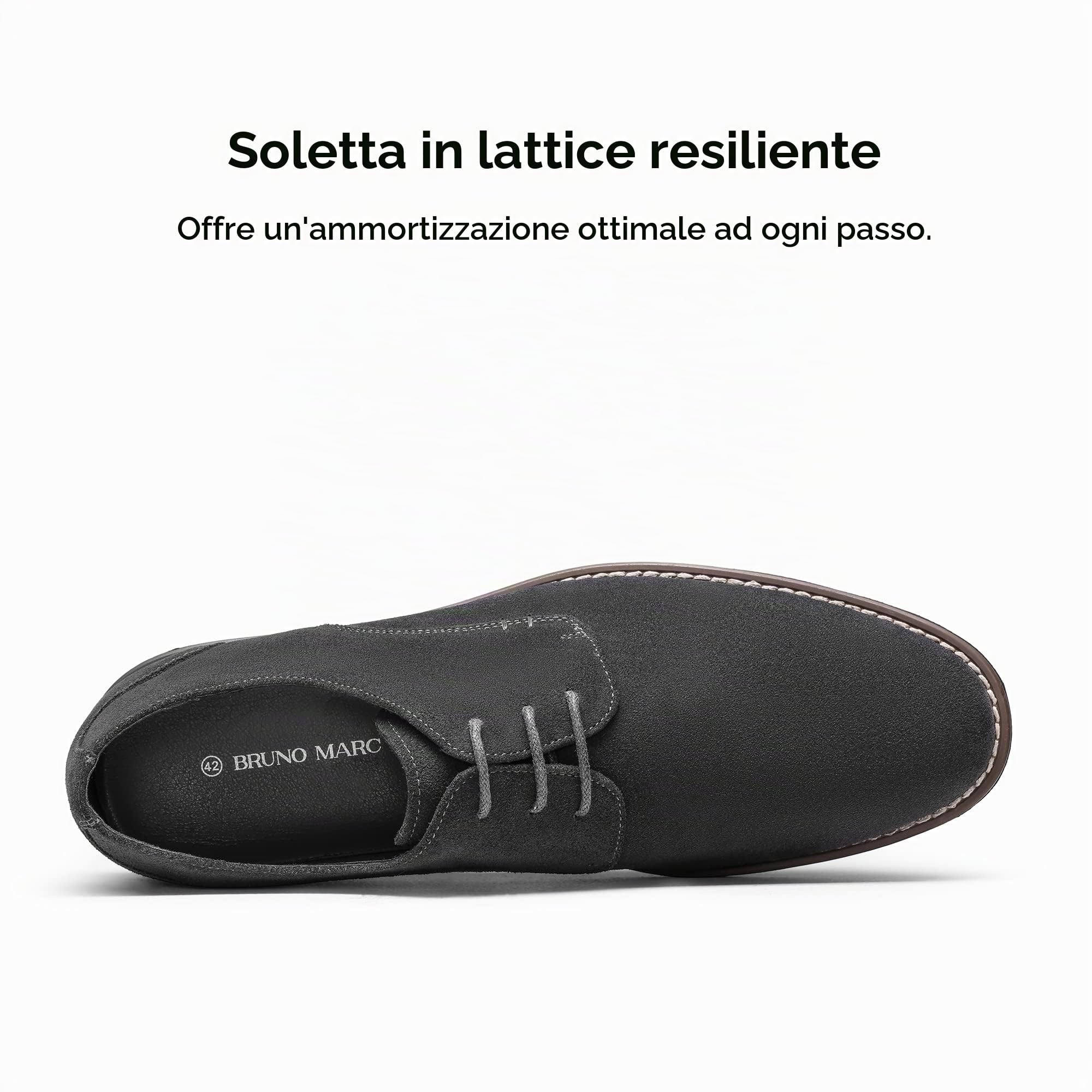 Bruno Marc Scarpe Oxford Uomo in Pelle,Grigio,42
