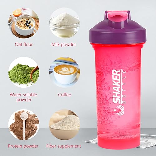 Miniatura 6 de XTKS Botella mezcladora de proteínas de 24 onzas, a prueba de fugas, vaso agitador de gimnasio con asa y bola mezcladora, mezcla bebidas sin
