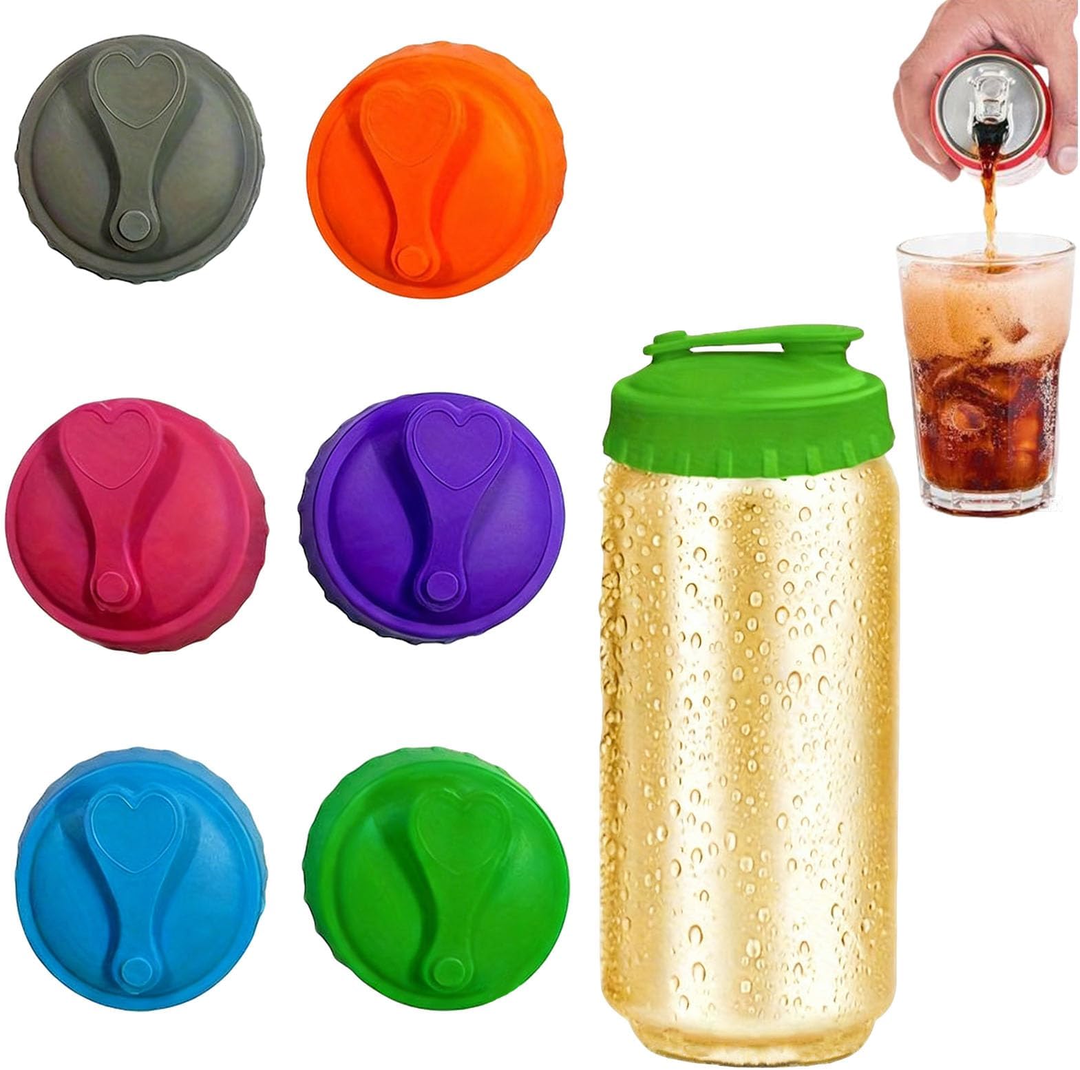 Silicone Can Covers for Drinks Can,6 Pcs Dustproof Drink Can Sealer