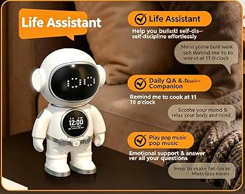 AI Humanoid Robot: Voice Controlled Digital Pet with Dynamic LED Expressions, 5 Modes, Multi-Turn Conversation for Long Distance Relationships & Tech Enthusiasts
