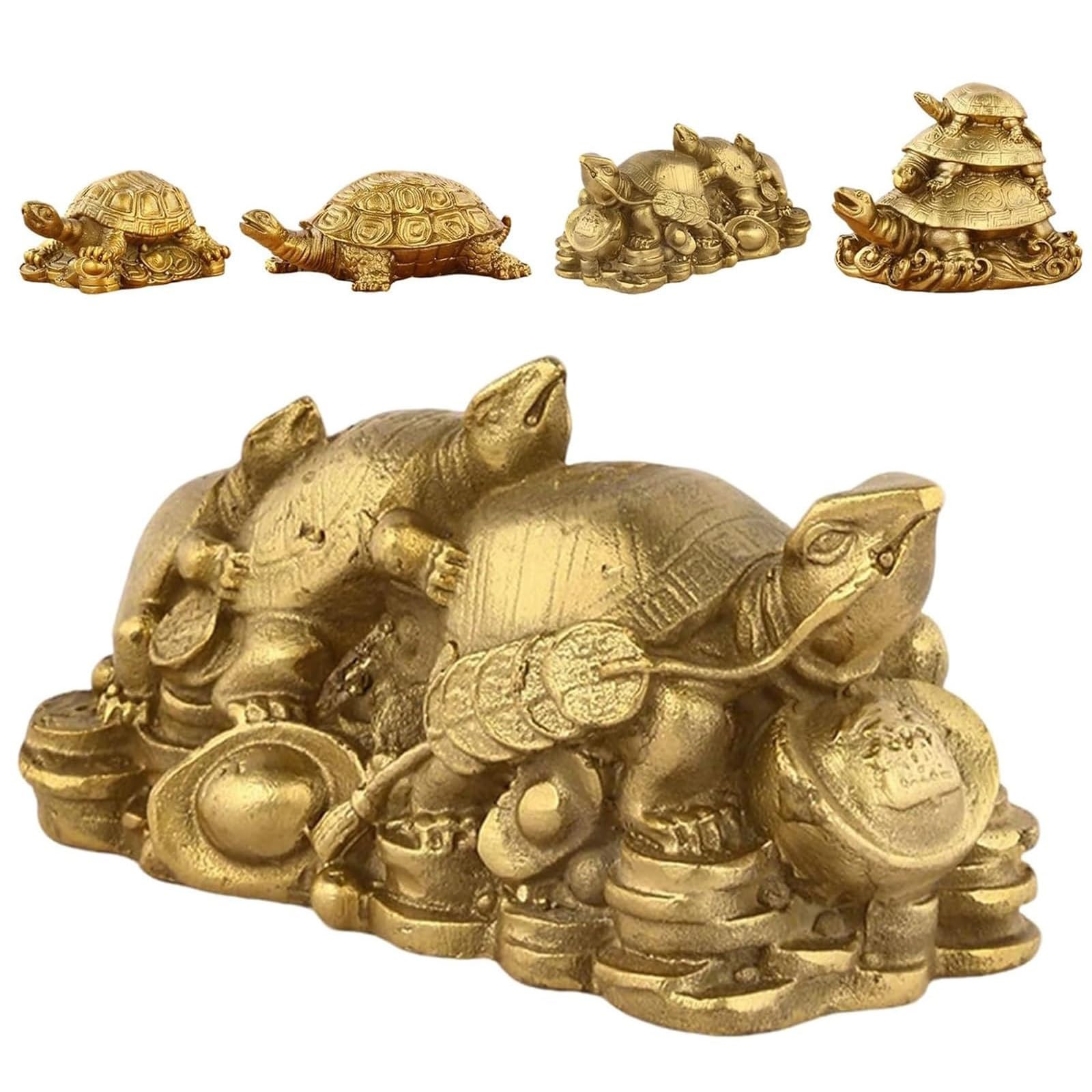 Decoración de tortuga de cristal de pirita, figura de tortuga de latón, adorno de tortuga de pirita para escritorio, estante, exhibición del hogar y la oficina, regalo para coleccionistas (XL)