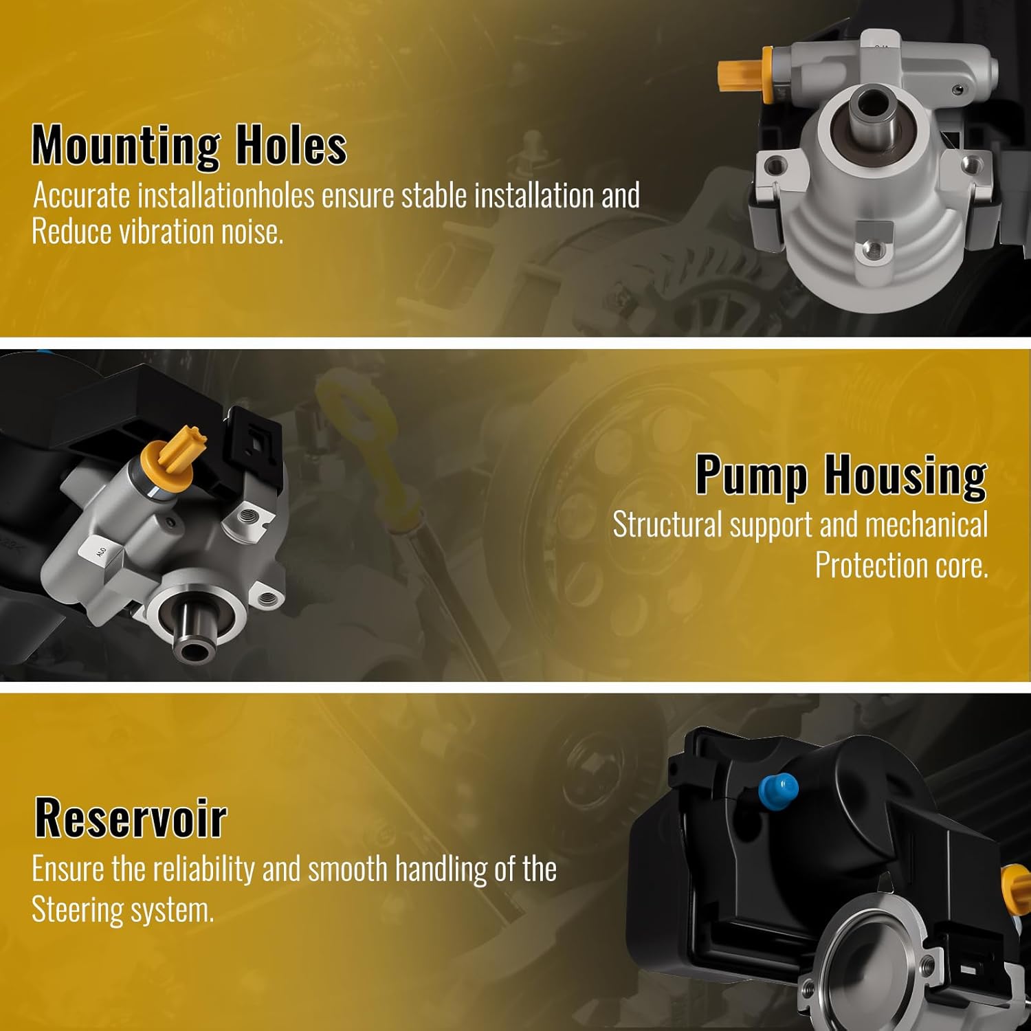 TUCAREST Power Steering Pump 96-65990 (For L6-4.2L;Standard Wheelbase) Fit For 04-07 Bu-ick Rainier /02-09 Chevy Trailblazer, G-M-C Envoy /02-04 Olds Bravada /05-09 Sa-ab 9-7x [OE# 20-65990 26112229]