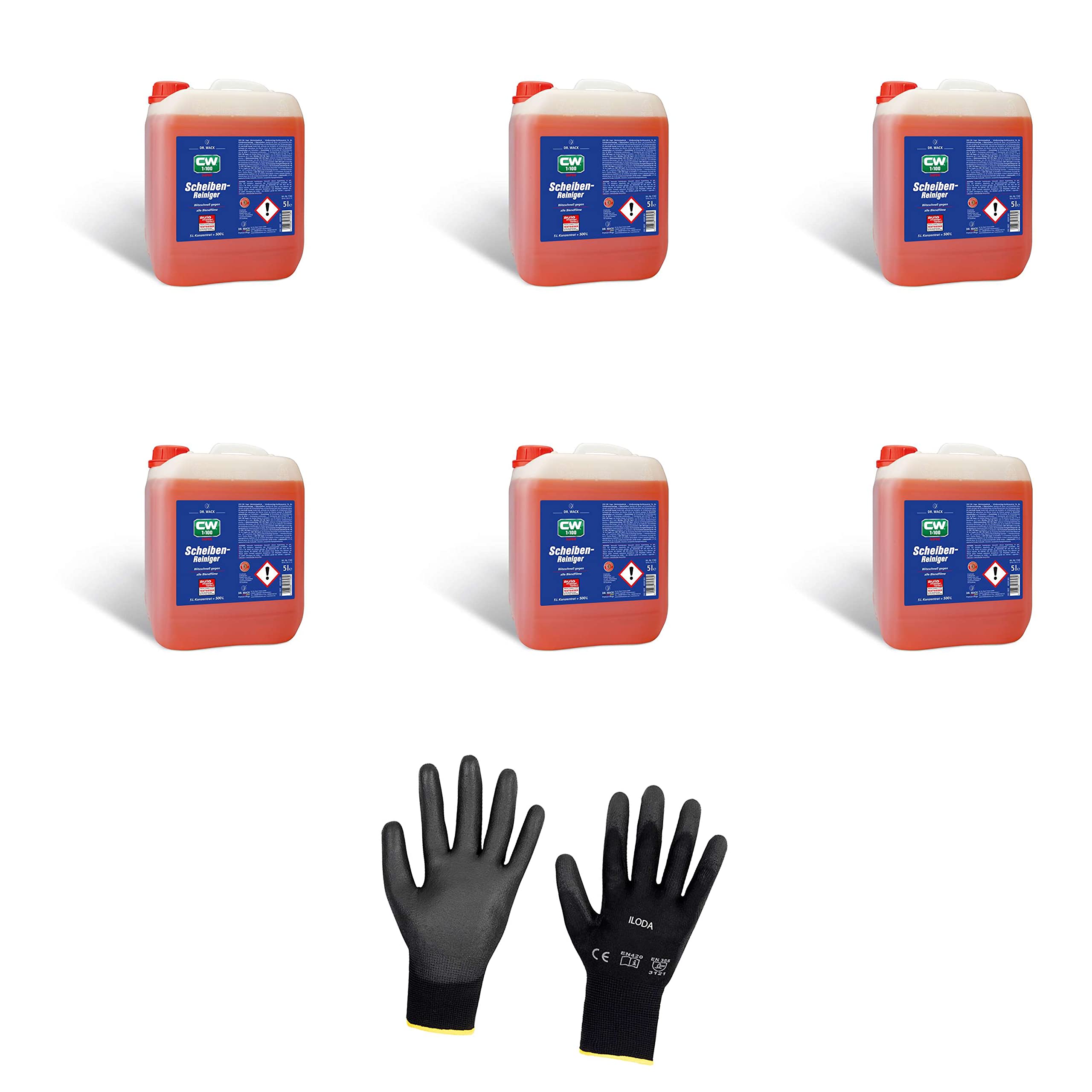 Schutzhandschuhe + 6xDr.Wack CW 5L Super Scheibenreiniger