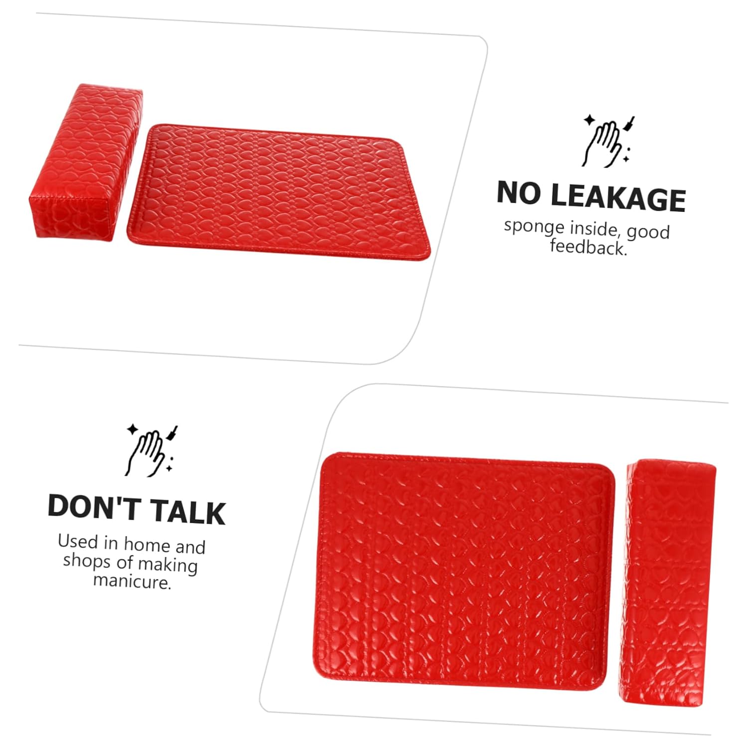 2pcs Ergonomic Nail Pillow Hand Rest Armrest Leather Mat for Nail Salon