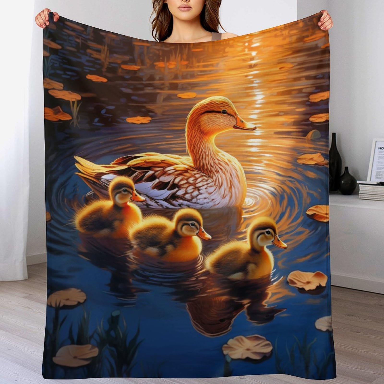Couverture en flannel épaisse et douce plaid canard pour canapé