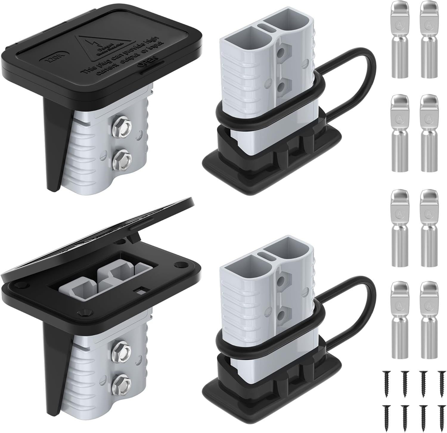 120 Amp Battery Quick Disconnect Connector with Plug Mounting Panel Battery Cable Connector Battery Terminal Connectors Flush Mount Recessed Plate